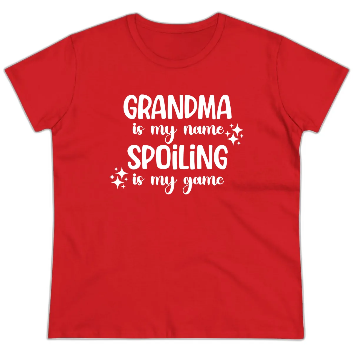 Grandma Is My Name Spoiling Is My Game Ladies Tee in Red